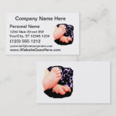 小さいベビーの足、紫色のヒョウの背景 名刺 (正面/裏面)