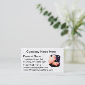 小さいベビーの足、紫色のヒョウの背景 名刺 (スタンド正面)