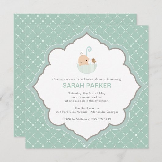 {小さいベビーの}ベビーシャワーの招待 招待状 (正面/裏面)