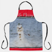 小さいメリー雪だるま エプロン (正面)
