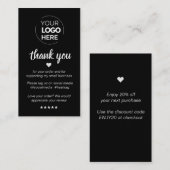 小さいモダンミニマルをサポートして黒ありがとう 名刺 (正面/裏面)