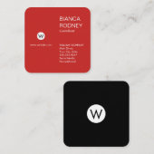 小さいモノグラム(赤/黒) スクエア名刺 (正面/裏面)