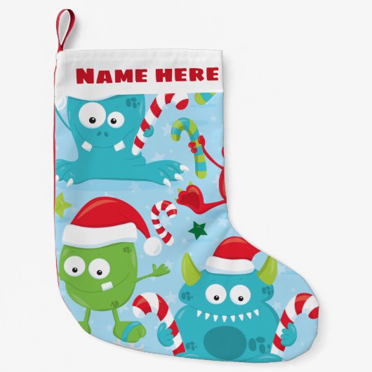 小さいモンスターに貯蔵するクリスマス(それを個人化して下さい) スモールクリスマスストッキング (正面)