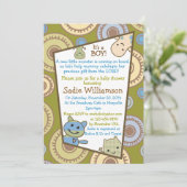 小さいモンスターのキリスト教のベビーシャワーの招待状 招待状 (スタンド正面)