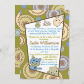 小さいモンスターのキリスト教のベビーシャワーの招待状 招待状 (正面/裏面)