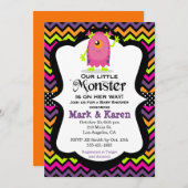 小さいモンスターのハロウィンのベビーシャワーの招待状 招待状 (正面/裏面)