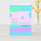 小さいモンスターの第3ハッピーバースデーの挨拶状 カード (黄色い花)