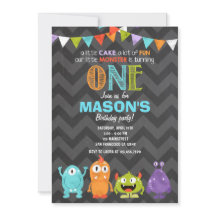 小さいモンスターの誕生日のパーティの招待状のチョーク