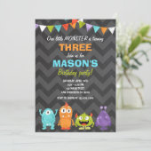 小さいモンスターの誕生日のパーティの招待状のチョーク 招待状 (スタンド正面)