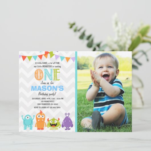 小さいモンスターの誕生日のパーティの招待状 招待状 (スタンド正面)