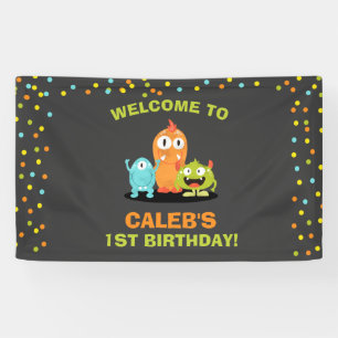 小さいモンスターの誕生日の旗の男の子のチョークの紙吹雪 横断幕