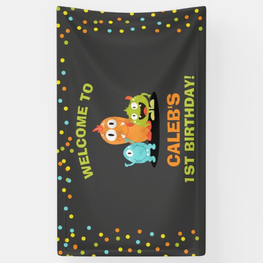 小さいモンスターの誕生日の旗の男の子のチョークの紙吹雪 横断幕 (縦)
