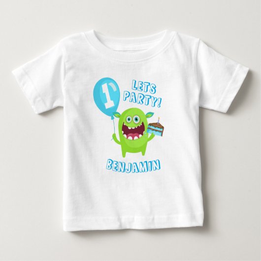 小さいモンスターの誕生日 ベビーTシャツ (正面)