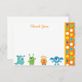 小さいモンスターはメッセージカード感謝していしています サンキューカード (正面/裏面)