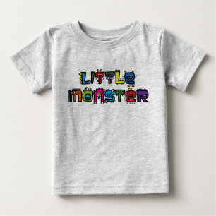 小さいモンスター-文字は(明るい)ベビーのTシャツを落書きします ベビーTシャツ