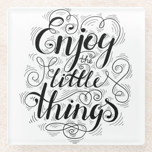 小さい事1を楽しんで下さい ガラスコースター (正面)