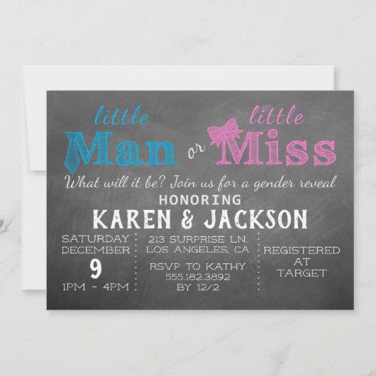 小さい人か少し失敗-性はパーティーを明らかにします 招待状 (正面)