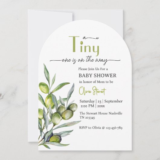 小さい人が赤ちゃんシャワーの途中にいる 招待状 (正面)