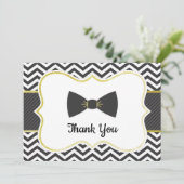 小さい人のちょうネクタイのベビーシャワーは感謝していしています サンキューカード (スタンド正面)