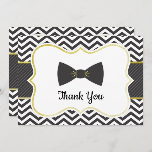小さい人のちょうネクタイのベビーシャワーは感謝していしています サンキューカード (正面/裏面)