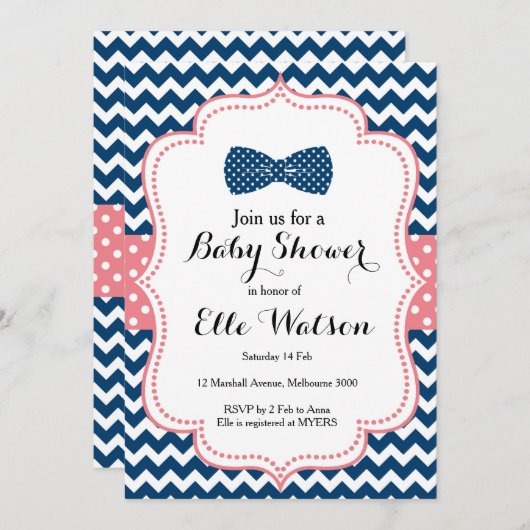 小さい人のベビーシャワーの招待状 招待状 (正面/裏面)