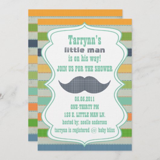 小さい人のベビーシャワー及び誕生日の招待状 招待状 (正面/裏面)