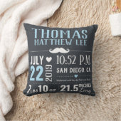 小さい人の口ひげの新生児の男の子の誕生Stats クッション (ブランケット)