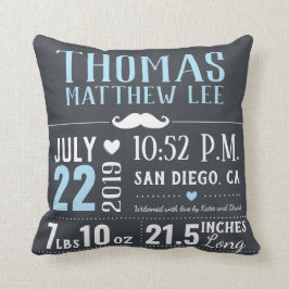 小さい人の口ひげの新生児の男の子の誕生Stats クッション