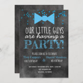 小さい人の接合箇所の誕生会の黒板の招待 招待状 (正面/裏面)