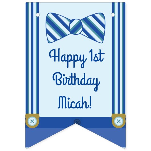 小さい人の男の子の第1誕生会 バンティングフラッグ (第1の旗)
