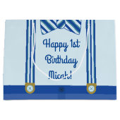 小さい人の男の子の第1誕生会 ラージペーパーバッグ (正面)