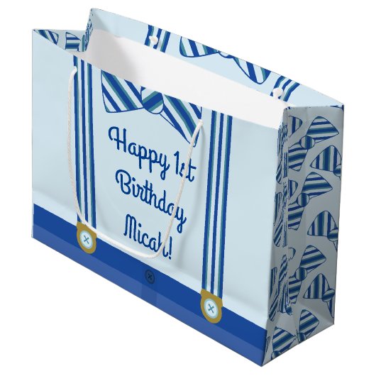 小さい人の男の子の第1誕生会 ラージペーパーバッグ (正面アングル)