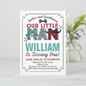 小さい人の第1誕生日の招待状の髭のパーティー 招待状 (スタンド正面)