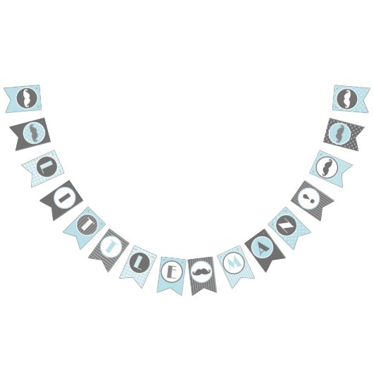 小さい人の青および灰色の髭の旗 バンティングフラッグ (全)