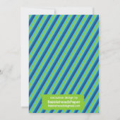 小さい人の青および緑の第1誕生日の招待状 招待状 (裏面)