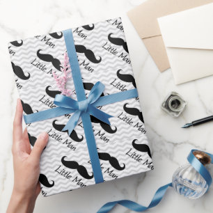 小さい人の髭のシェブロンのかわいい男の子 ラッピングペーパー