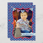 小さい人の髭の強打の最初誕生日の招待状 招待状 (正面/裏面)