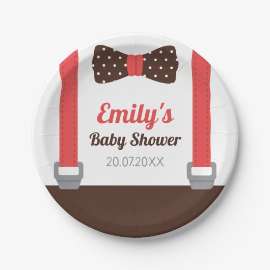 小さい人のBowtieの男の赤ちゃんのシャワーの紙皿 ペーパープレート (正面)