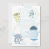 小さい人はロボのおもちゃの赤ちゃんシャワーの途中にある 招待状 (裏面)