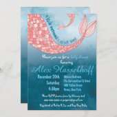 小さい人魚のベビーシャワーの招待状 招待状 (正面/裏面)