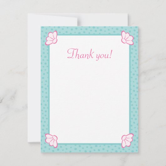 小さい人魚の女の子のかわいい平たい箱はメッセージカード感謝していしています サンキューカード (裏面)