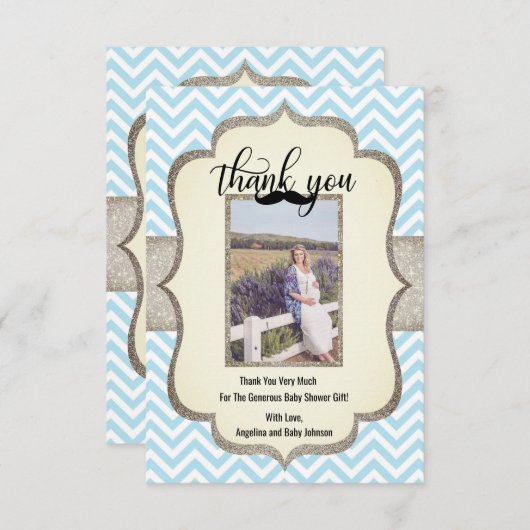 小さい人|の髭のテーマはベビーシャワー感謝していしています サンキューカード (正面/裏面)
