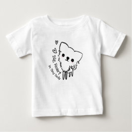 小さい体犬の大きいハート ベビーTシャツ
