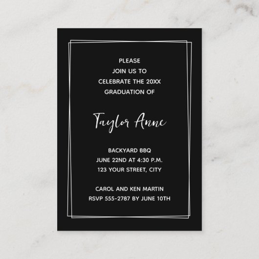 小さい写真の卒業式への招待 エンクロージャーカード (裏面)