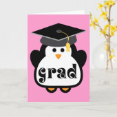 小さい卒業生のペンギンの卒業のギフト カード (黄色い花)