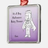 小さい吸血鬼のハロウィンのベビーシャワーのオーナメント メタルオーナメント (左)