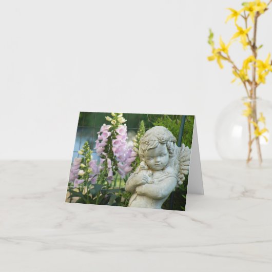 小さい天使の発送 カード (黄色い花)