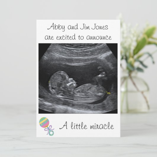 小さい奇跡の~の妊娠の発表 案内状 (スタンド正面)