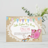 小さい女性お茶会の誕生日の招待状 招待状 (スタンド正面)