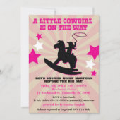 小さい女性のカーボーイのベビーシャワーの招待の揺り木馬 招待状 (正面)